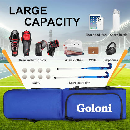 4 Sticks Field Hockey Bag with Shoulder Straps,Field Hockey Stick Backpack with Shoe Compartment