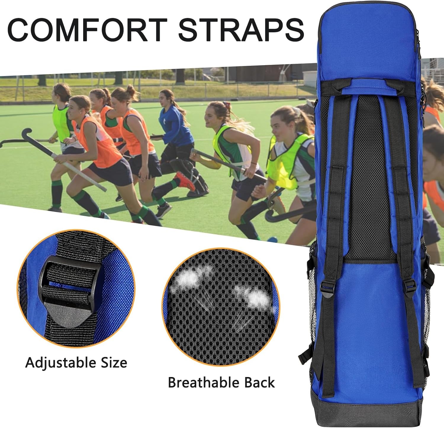 4 Sticks Field Hockey Bag with Shoulder Straps,Field Hockey Stick Backpack with Shoe Compartment