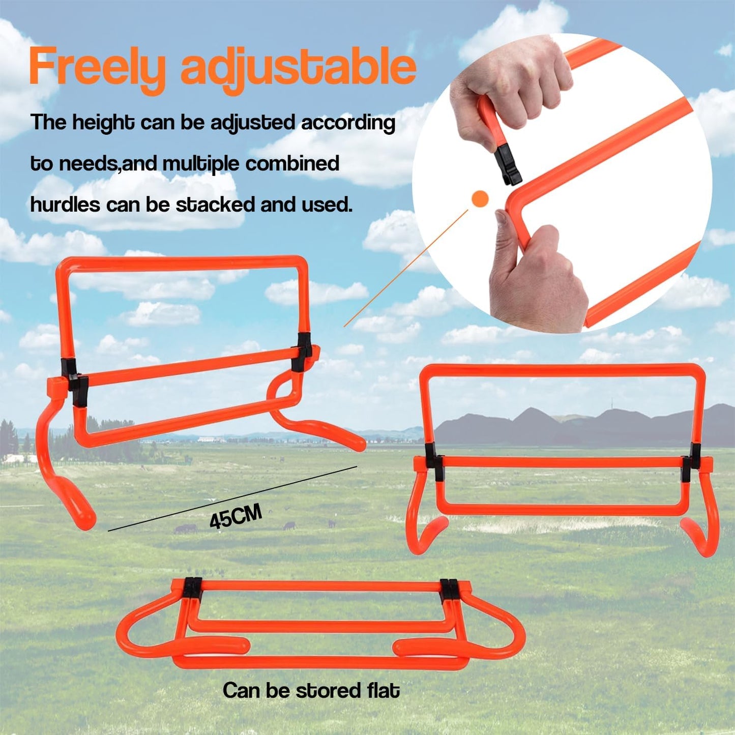 6-Pack Agility Hurdles Improve Speed with Agility Hurdles Speed ​​Training Hurdles with Carry Bag for Athletes Youth Adult Football Training Equip