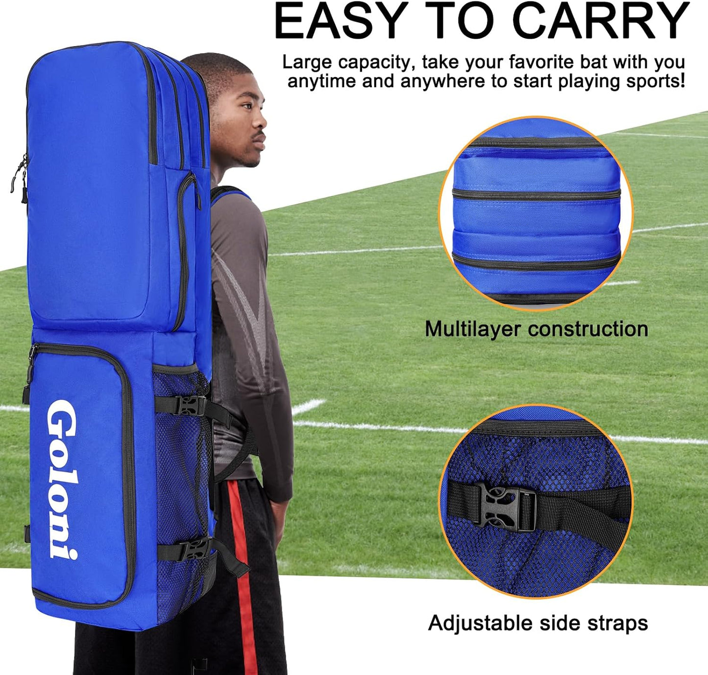 4 Sticks Field Hockey Bag with Shoulder Straps,Field Hockey Stick Backpack with Shoe Compartment