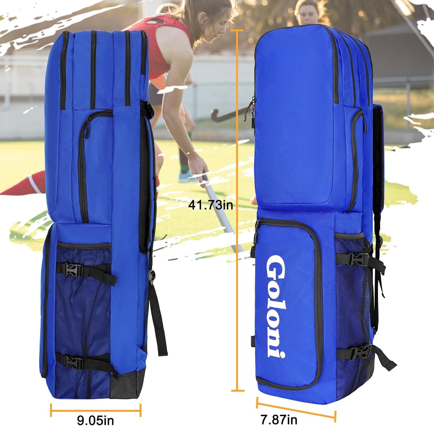 4 Sticks Field Hockey Bag with Shoulder Straps,Field Hockey Stick Backpack with Shoe Compartment